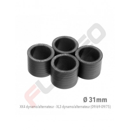 Kit MANCHONS (x4) silicone 31mm pour PEUGEOT 204/304 moteurs XK4 - XL3 - XL3S (dynamo et alternateur) de 09/69 à 09/75