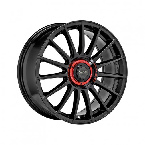 OZ Superturismo Evoluzione 19x8.5" 5x112 ET44, Noir Brillant, Lettres Rouges