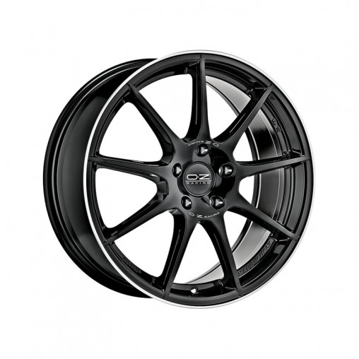 OZ Veloce GT 18x8" 5x114.3 ET45, Noir Brillant, Rebord Poli