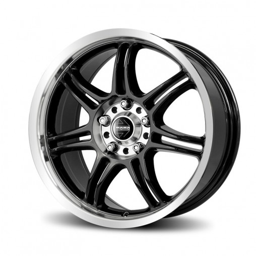 Momo RPM Evo 16x7" 5x114.3 ET45, Noir Brillant, Bord Poli