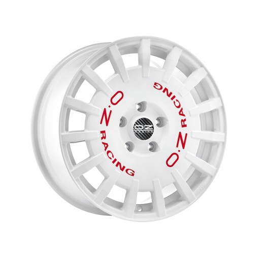 OZ Rally Racing 18x7.5" 5x112 ET50, Blanc, Lettres Rouges