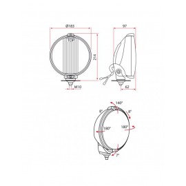 Projecteur Anti-brouillard 183mm Noir