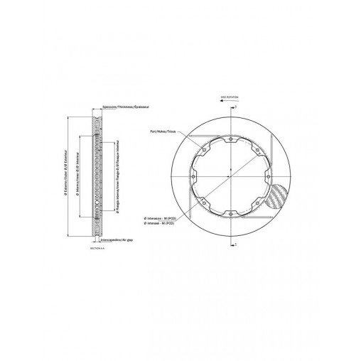 Disque de frein AP Racing droit 343mm/32 plein