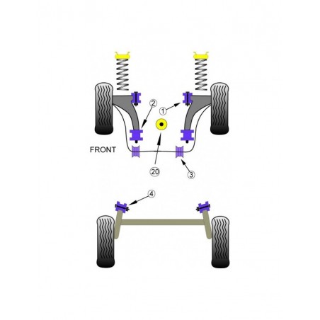 Silent-Bloc Powerflex Triangle Avant Seat Après 2002 Arrière (2 Pièces)