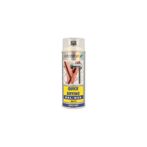 Peinture aérosol RAL 9010 Blanc Pur Brillant Acrylique MOTIP 400ml