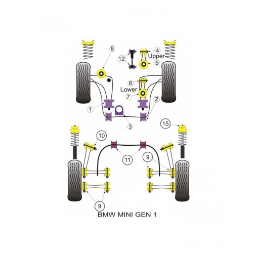 Silent-Bloc Powerflex Large Support Moteur Supérieur Mini (1 Pièce)