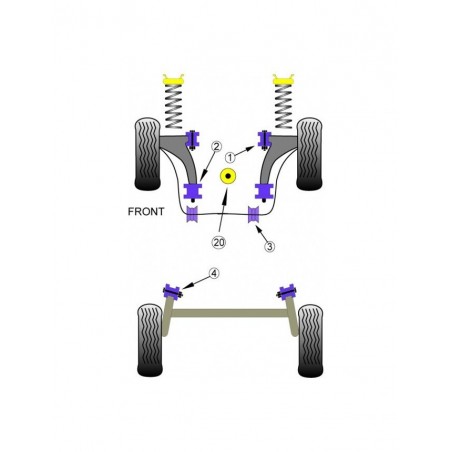 Silent-Bloc Powerflex Barre Anti-Roulis Avant Seat après 2002 20mm (2 Pièces)